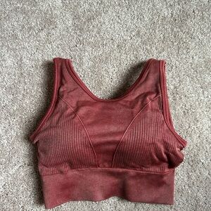 Seamless Ribbed Sports Bra - Warm Rust
